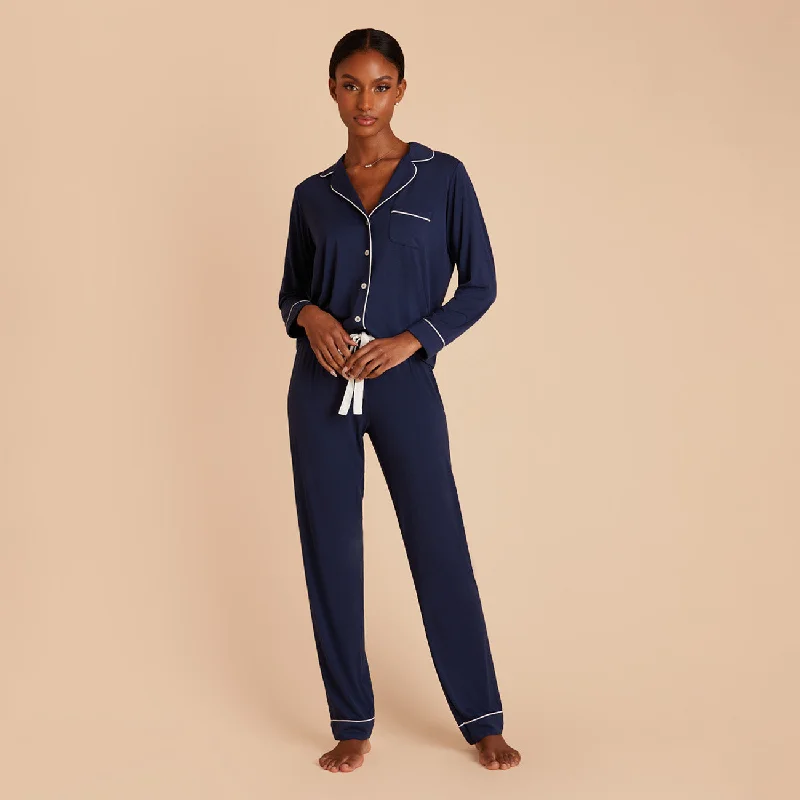 Jonny Long Sleeve Pajama and Pants Set - Navy