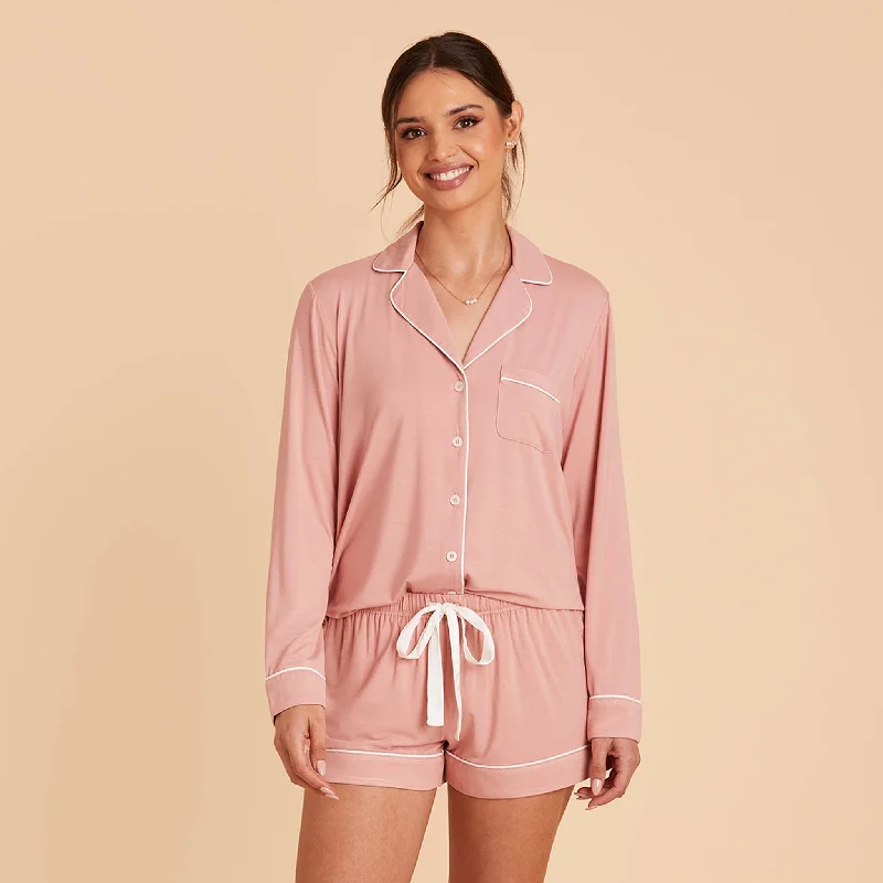 Jonny Long Sleeve Pajama Set - Dusty Rose