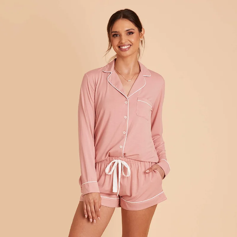 Jonny Long Sleeve Pajama Set - Dusty Rose