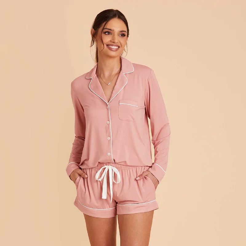 Jonny Long Sleeve Pajama Set - Dusty Rose