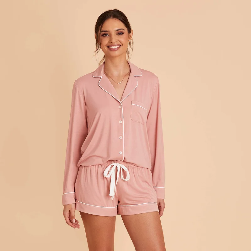 Jonny Long Sleeve Pajama Set - Dusty Rose