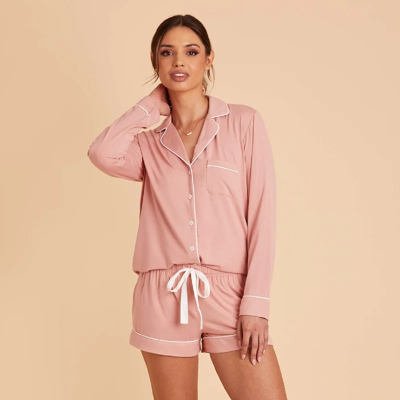 Jonny Long Sleeve Pajama Set - Dusty Rose