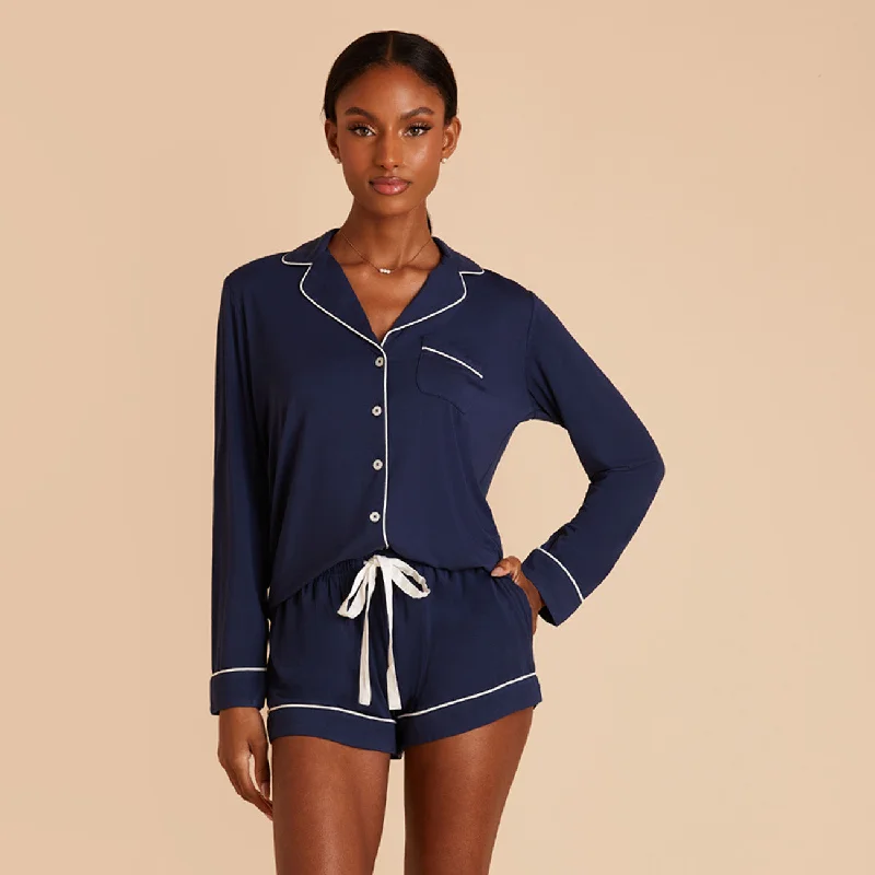 Jonny Long Sleeve Pajama Set - Navy