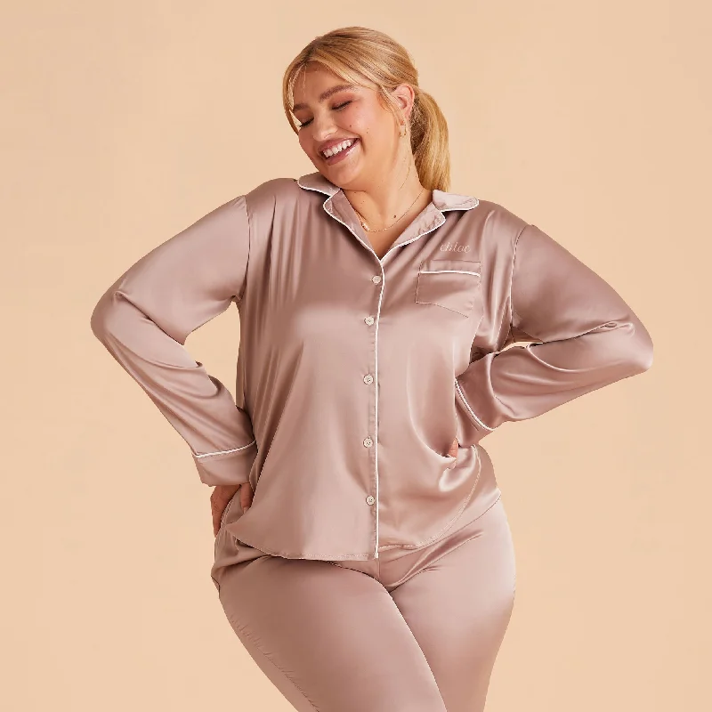 Jonny Long Sleeves and Pants Satin PJ Set - Champagne