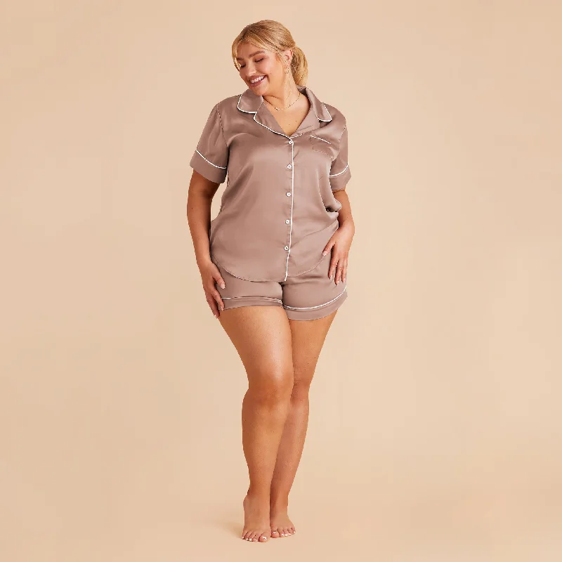 Jonny Satin Pajama Set - Mocha