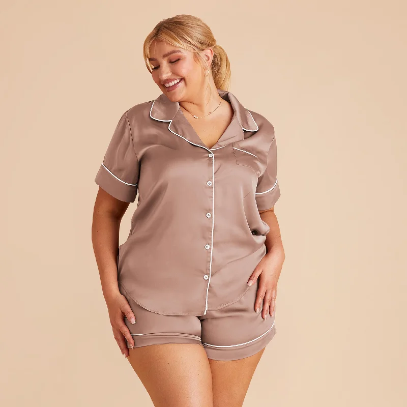 Jonny Satin Pajama Set - Mocha