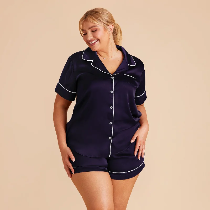 Jonny Satin Pajama Set - Navy