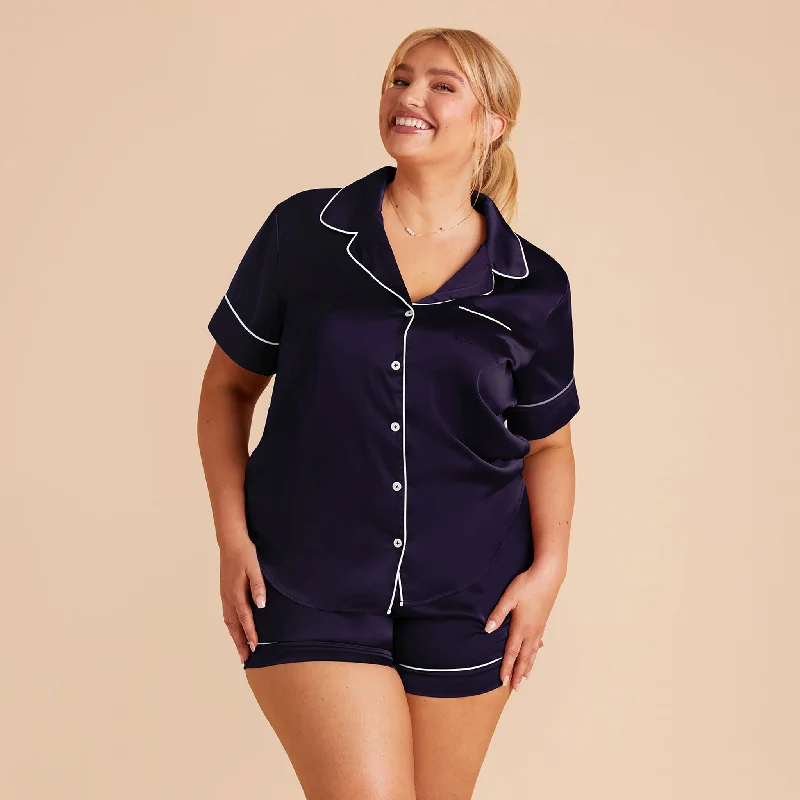 Jonny Satin Pajama Set - Navy