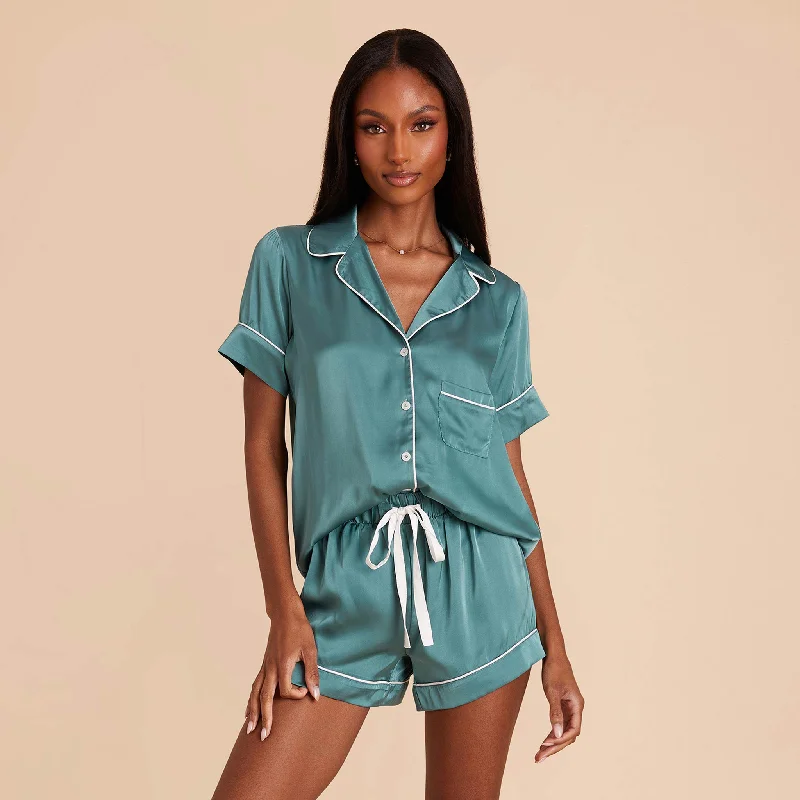 Jonny Satin Pajama Set - Sea Glass