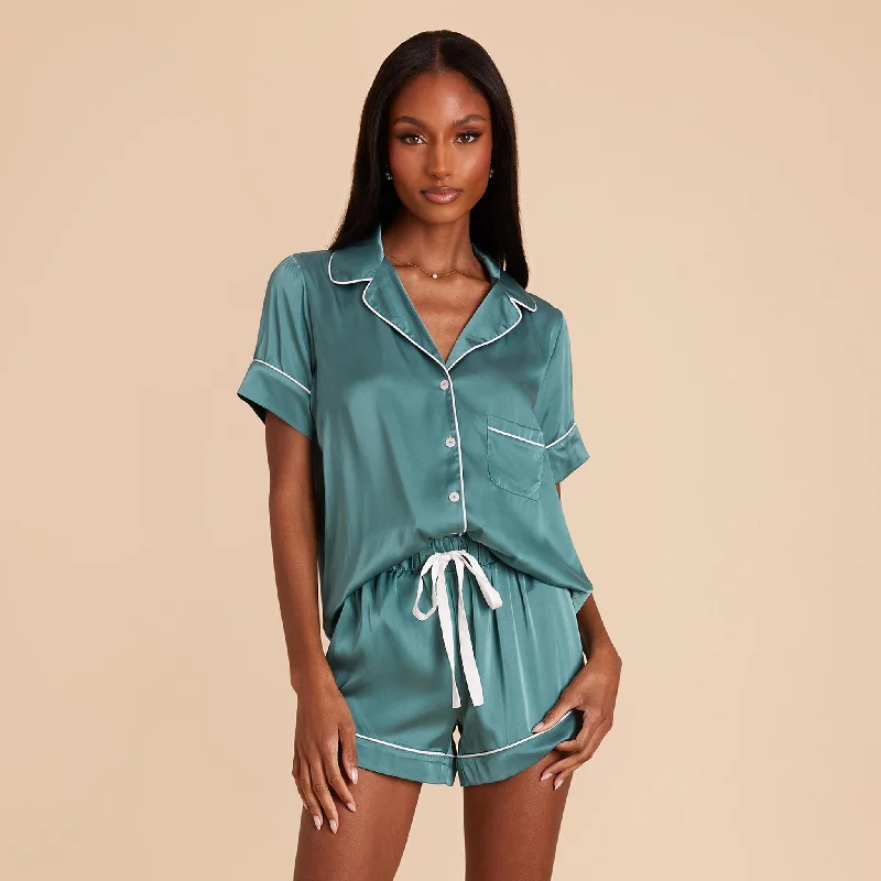 Jonny Satin Pajama Set - Sea Glass