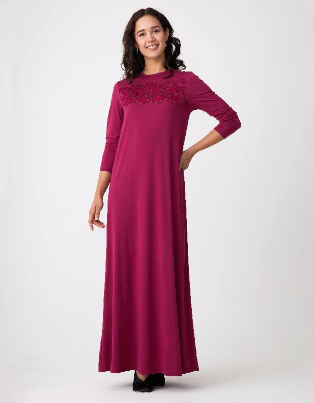 Linked Circles Lace Trimmed Nightgown New Wine