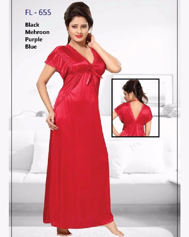 Maroon Stylish FL-655 - Flourish Exclusive Bridal Nighty Collection