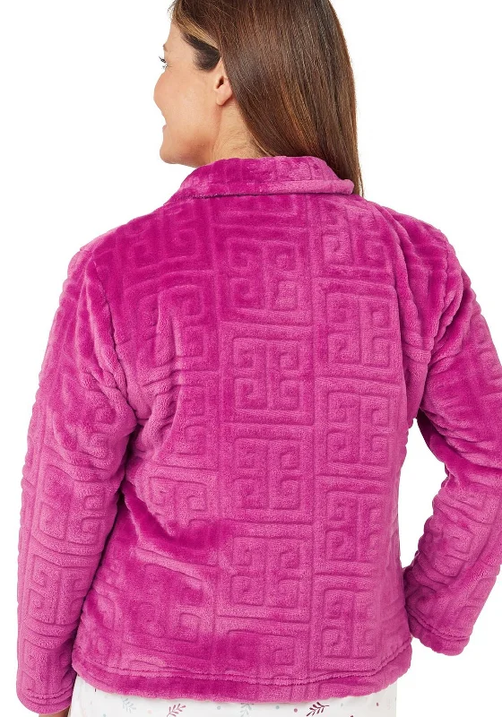 Marlon Greek Embossed Fleece Bed Jacket, Raspberry