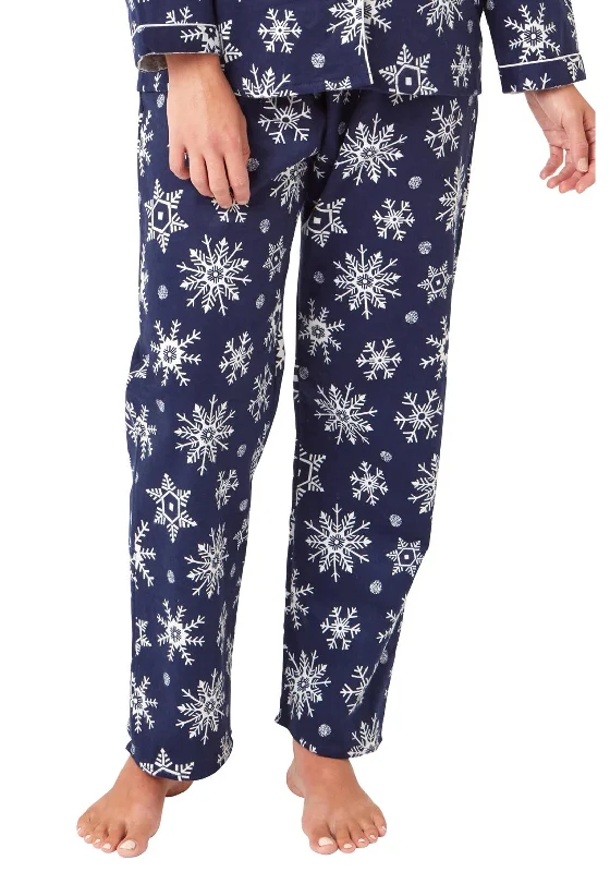 Indigo Sky Snowflake Brushed Cotton Pyjama Set, Navy