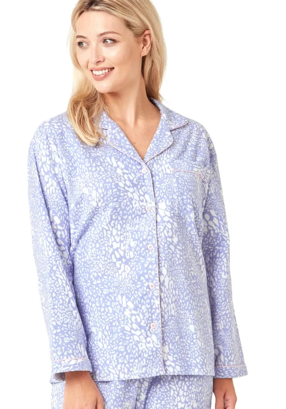 Indigo Sky Pastel Print Brushed Cotton Pyjama Set, Blue