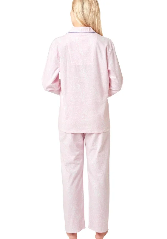 Indigo Sky Pastel Print Brushed Cotton Pyjama Set, Pink