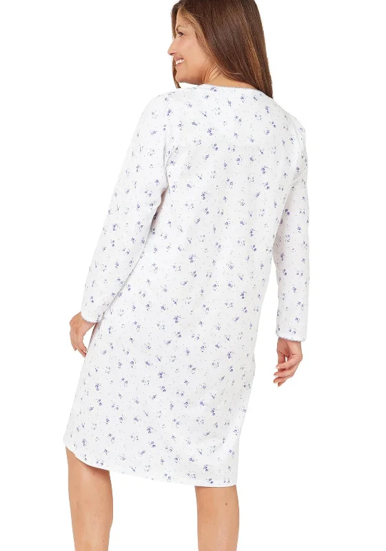 Marlon Blossom Cotton Long Sleeve Nightdress, Blue