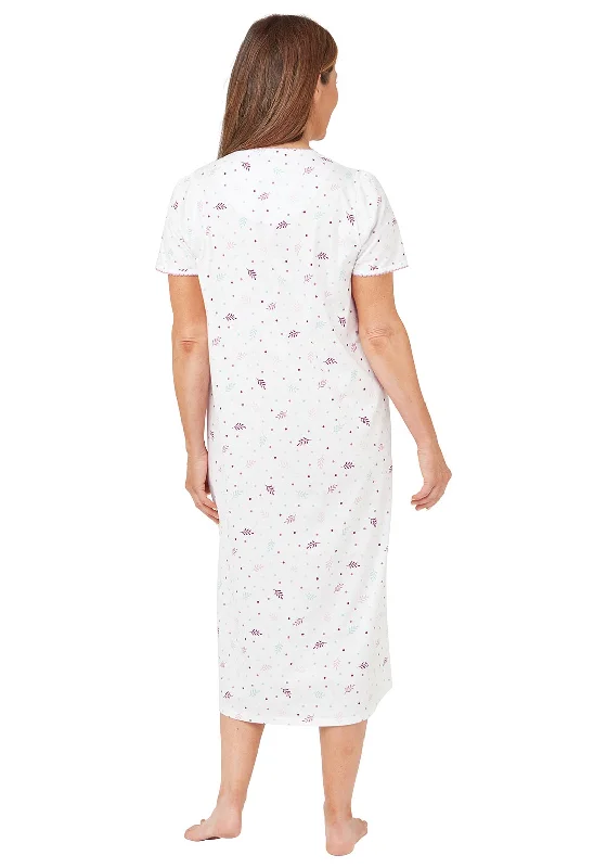 Marlon Short Sleeve Leaf Print Nightdress, Pink