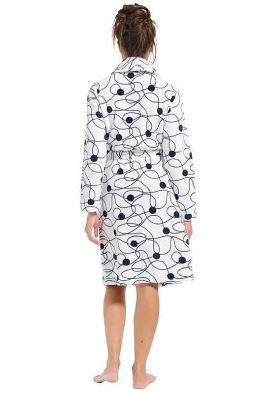 Rebelle Coral Print Fleece Dressing Gown, Snow