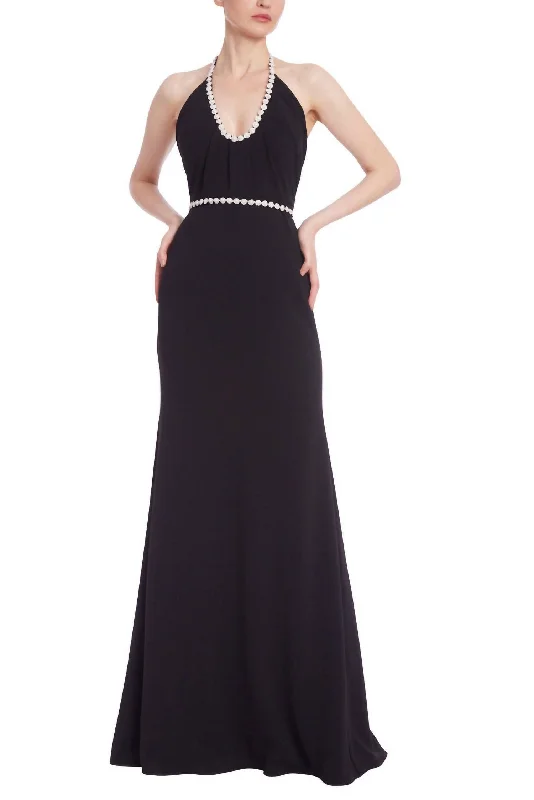 Necklace Halter Gown In Black