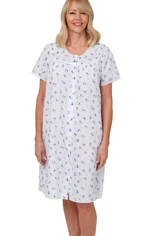 Penny  Floral  Print Button Through Easy-Care Nightdress