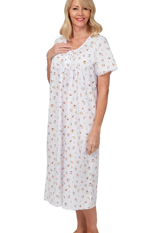 Penny Floral Print Longer Length Floral Round Neck Easy-Care Nightdress