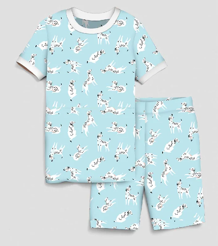 Beautifully Bold Blue Dalmatians - Bamboo Short Sleeve Short Lounge Set