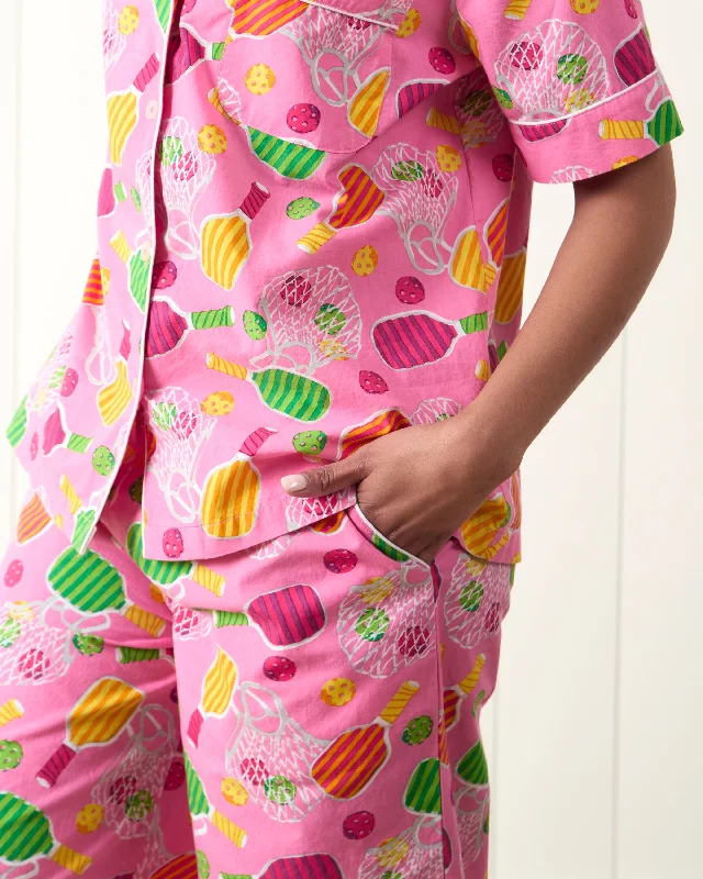 Pretty In Pickleball - Short Sleeve Top & Cropped Pants Set - Popsicle