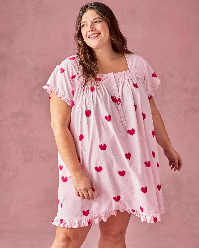 Queen of Hearts - Pintuck Nightgown - Candy Pink