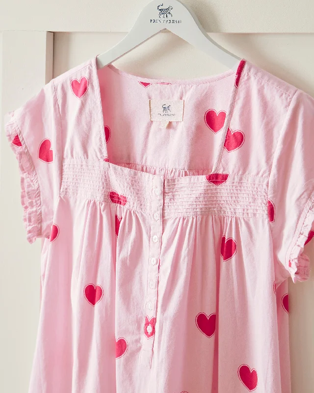 Queen of Hearts - Pintuck Nightgown - Candy Pink