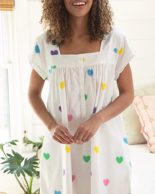 Queen of Hearts - Pintuck Nightgown - Rainbow