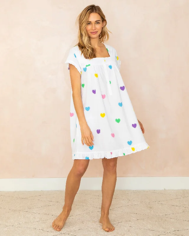 Queen of Hearts - Pintuck Nightgown - Rainbow