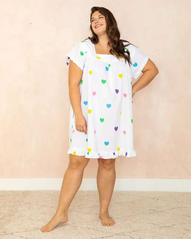 Queen of Hearts - Pintuck Nightgown - Rainbow