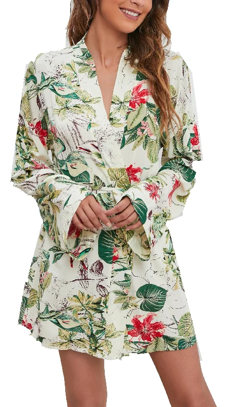 RH Plus Size Robes Women Wrap Floral Print Sleep Lounge Kimono Robe RHW2928-A