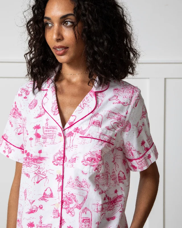 PF x Sean Taylor Girls' Trip Toile - Short PJ Set - Pink Cloud