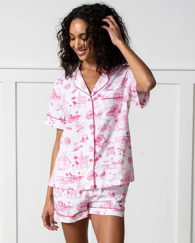 PF x Sean Taylor Girls' Trip Toile - Short PJ Set - Pink Cloud