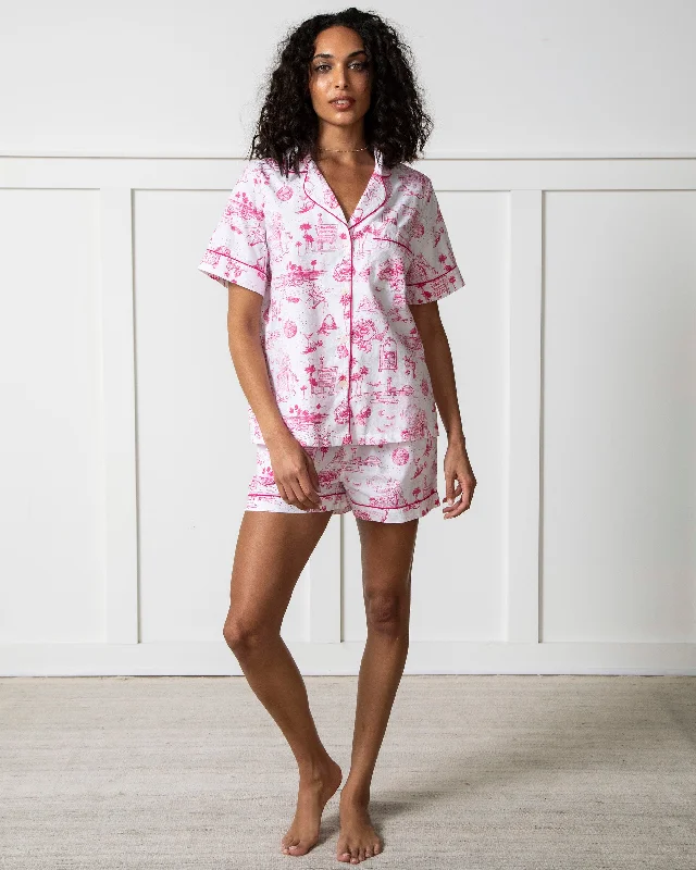 PF x Sean Taylor Girls' Trip Toile - Short PJ Set - Pink Cloud