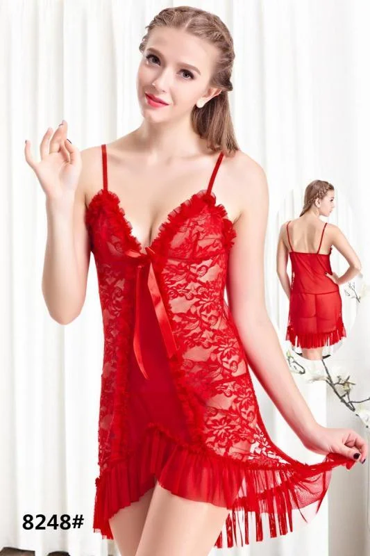 Senslife Short Romantic  Nighty For Women - 8248