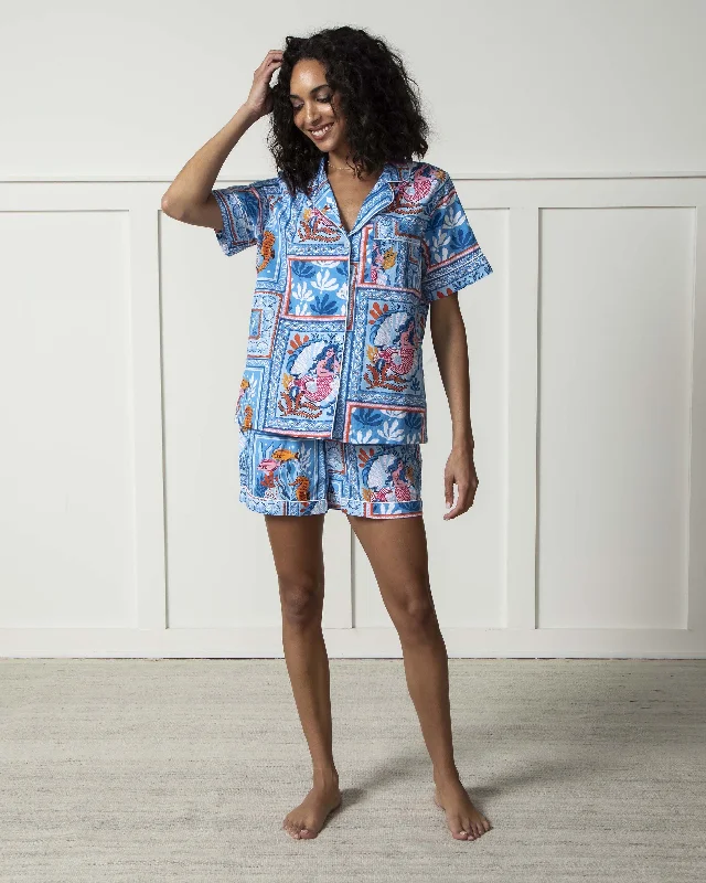 Tidal Tapestry - Short PJ Set - Saltwater Blue