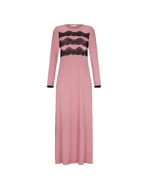 Triple Lace Pull On Nightgown Pink Black