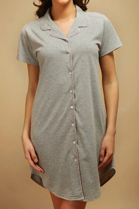 Grey Melange Twilight Blush Buttoned-down Nightdress