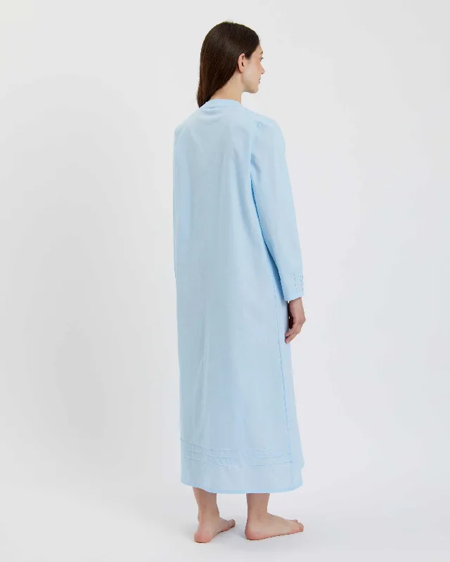 Women's Victoria Long Sleeve Cotton Nightdress - Blue