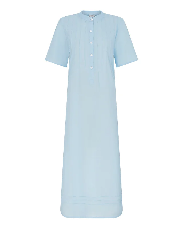 Women's Victoria Short Sleeve Cotton Nightdress - Blue