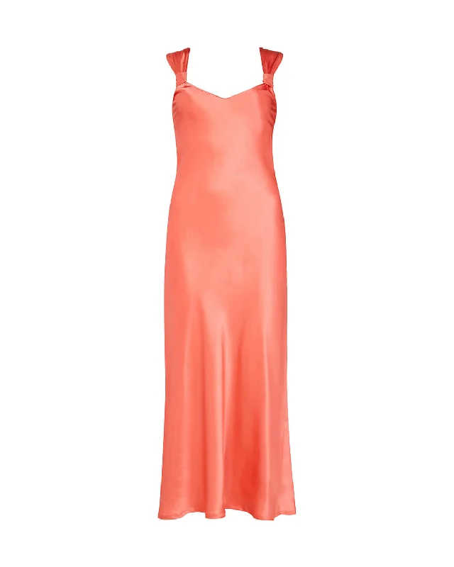 Women's Vintage Style Silk Nightdress - Coral