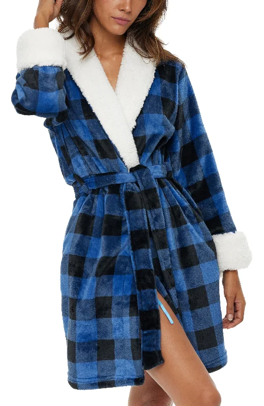 Women's Classic Plush Robe, Short Fleece Bathrobe Solids