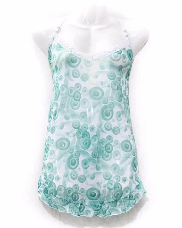 Women's Short Nighty Green & White