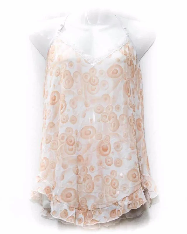 Women's Short Nighty Peach&White