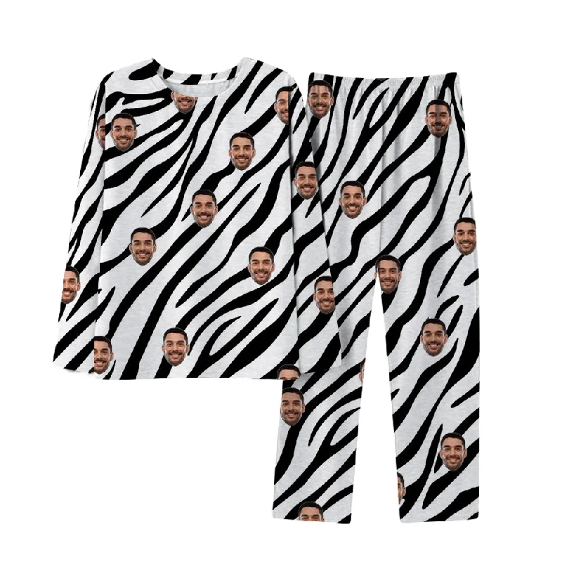 Zebra Leopard Couple Custom Long Sleeve Pajamas