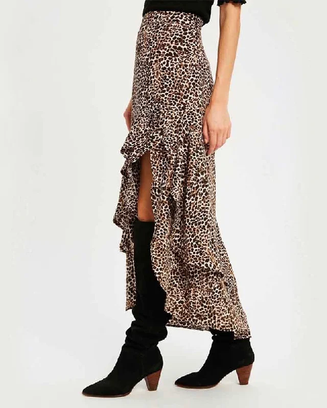 Animal Print Asymmetrical High Low Skirt