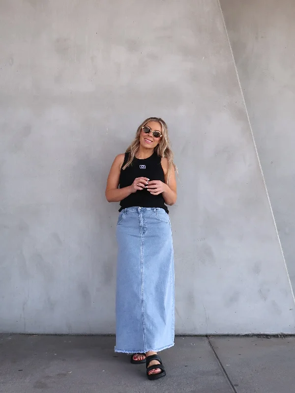 Asher Denim Maxi Skirt - Blue